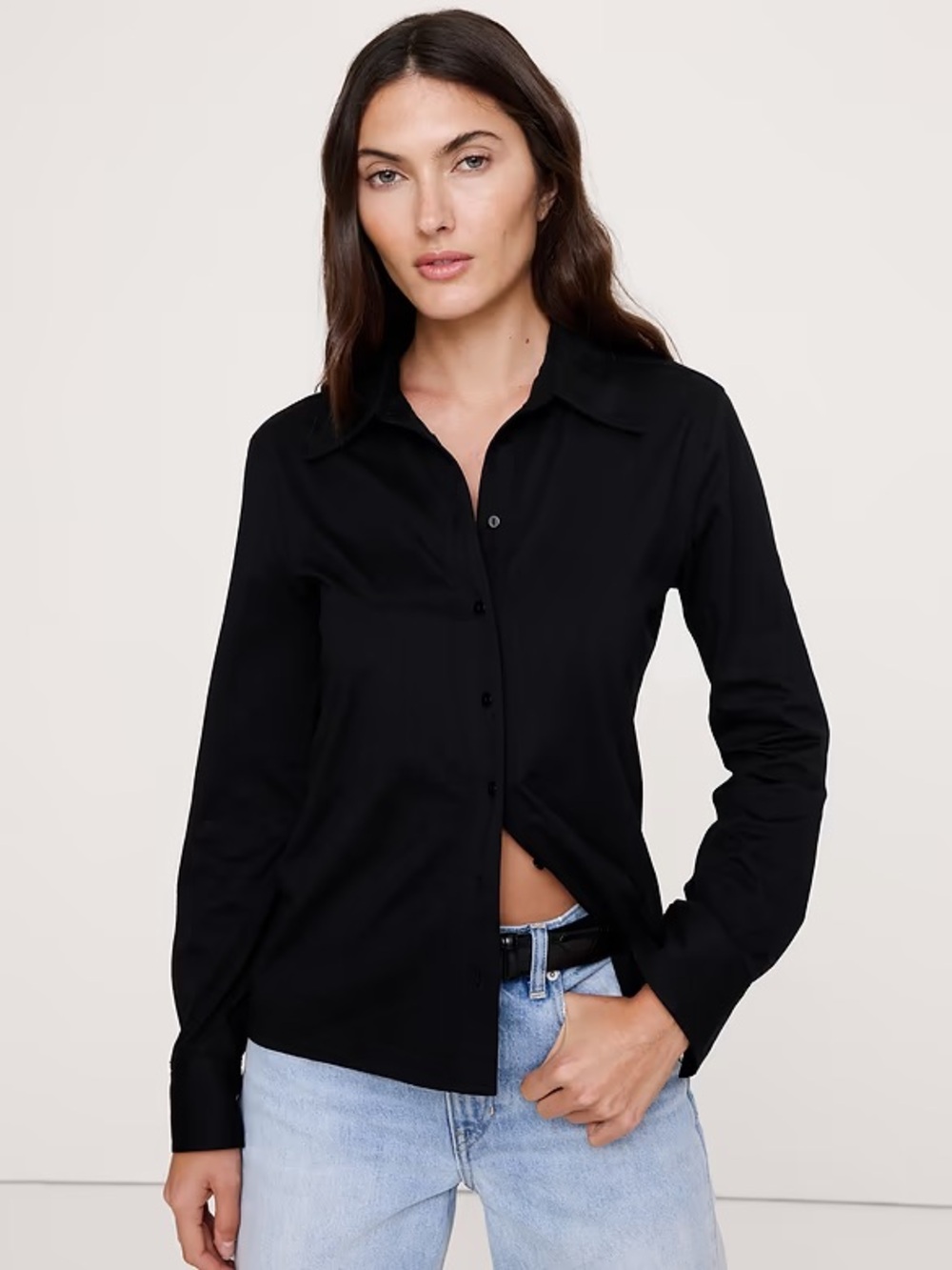 Banana Republic 🆕 NWT Black Women’s Button-Down Long Sleeve Dress Shirt Size M